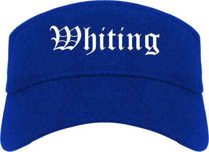 Whiting Indiana IN Old English Mens Visor Cap Hat Royal Blue