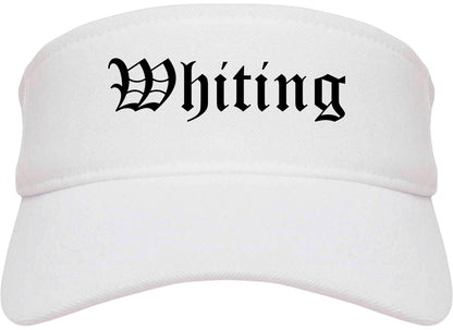 Whiting Indiana IN Old English Mens Visor Cap Hat White