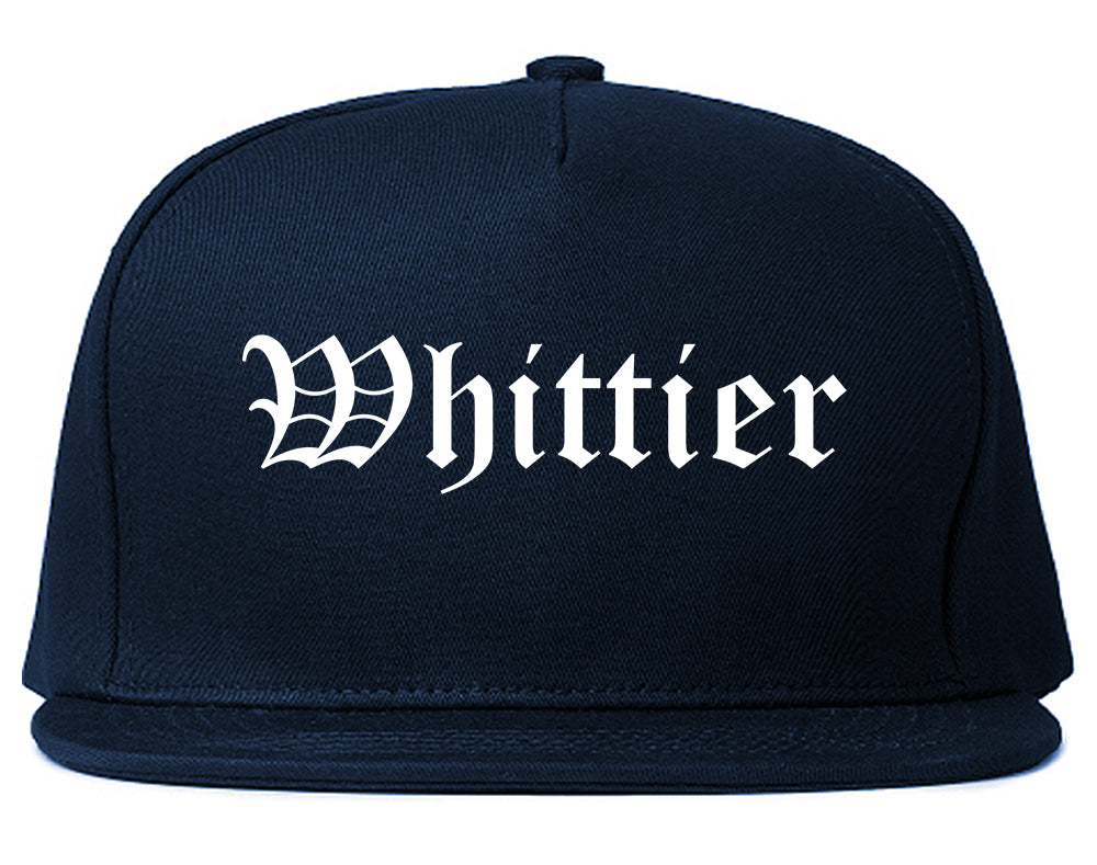 Whittier California CA Old English Mens Snapback Hat Navy Blue