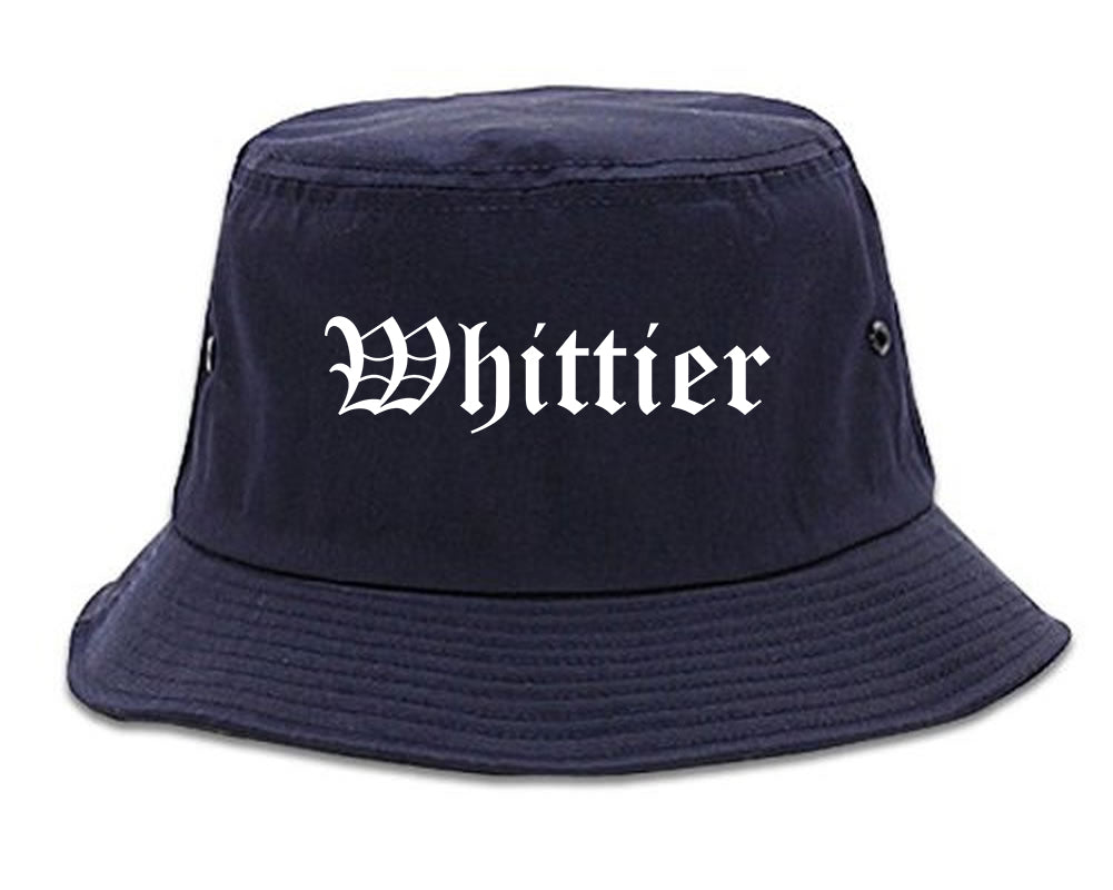 Whittier California CA Old English Mens Bucket Hat Navy Blue