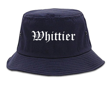 Whittier California CA Old English Mens Bucket Hat Navy Blue