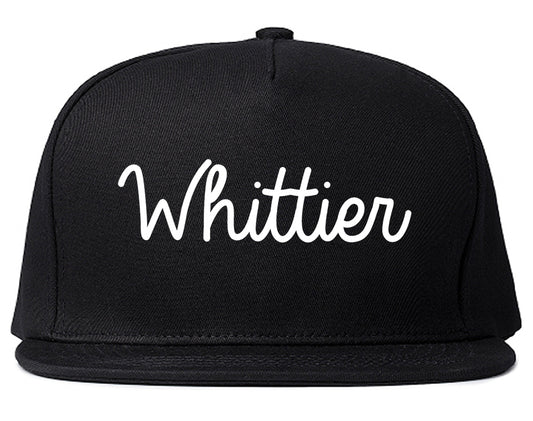 Whittier California CA Script Mens Snapback Hat Black