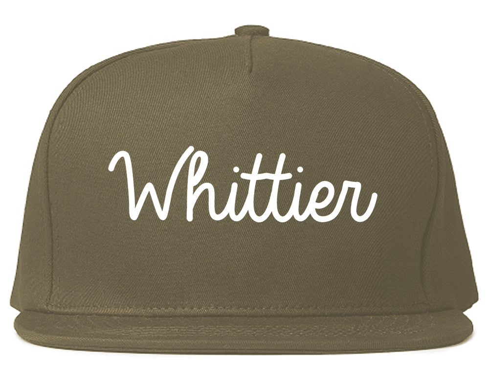 Whittier California CA Script Mens Snapback Hat Grey