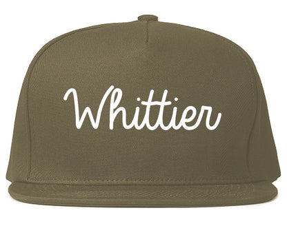 Whittier California CA Script Mens Snapback Hat Grey