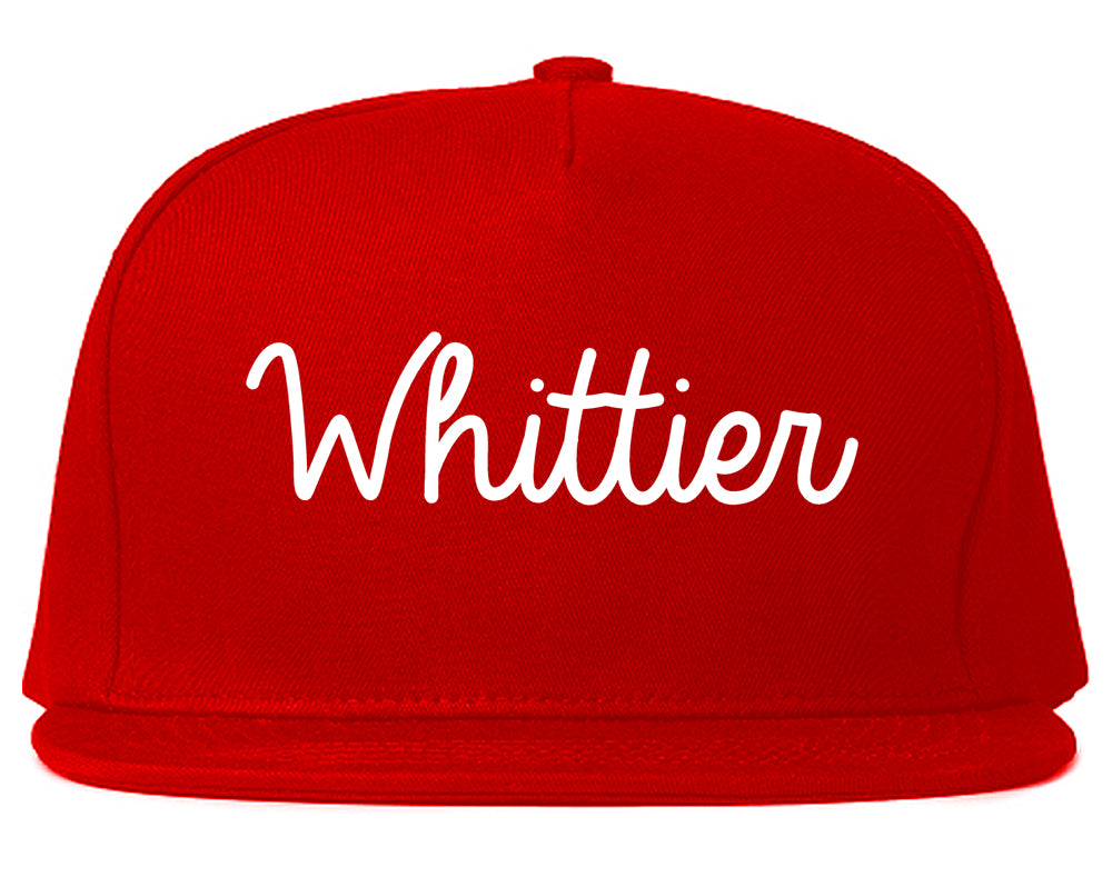 Whittier California CA Script Mens Snapback Hat Red