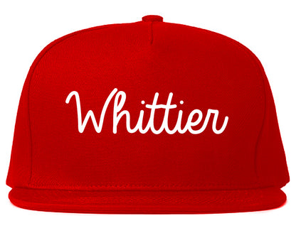 Whittier California CA Script Mens Snapback Hat Red