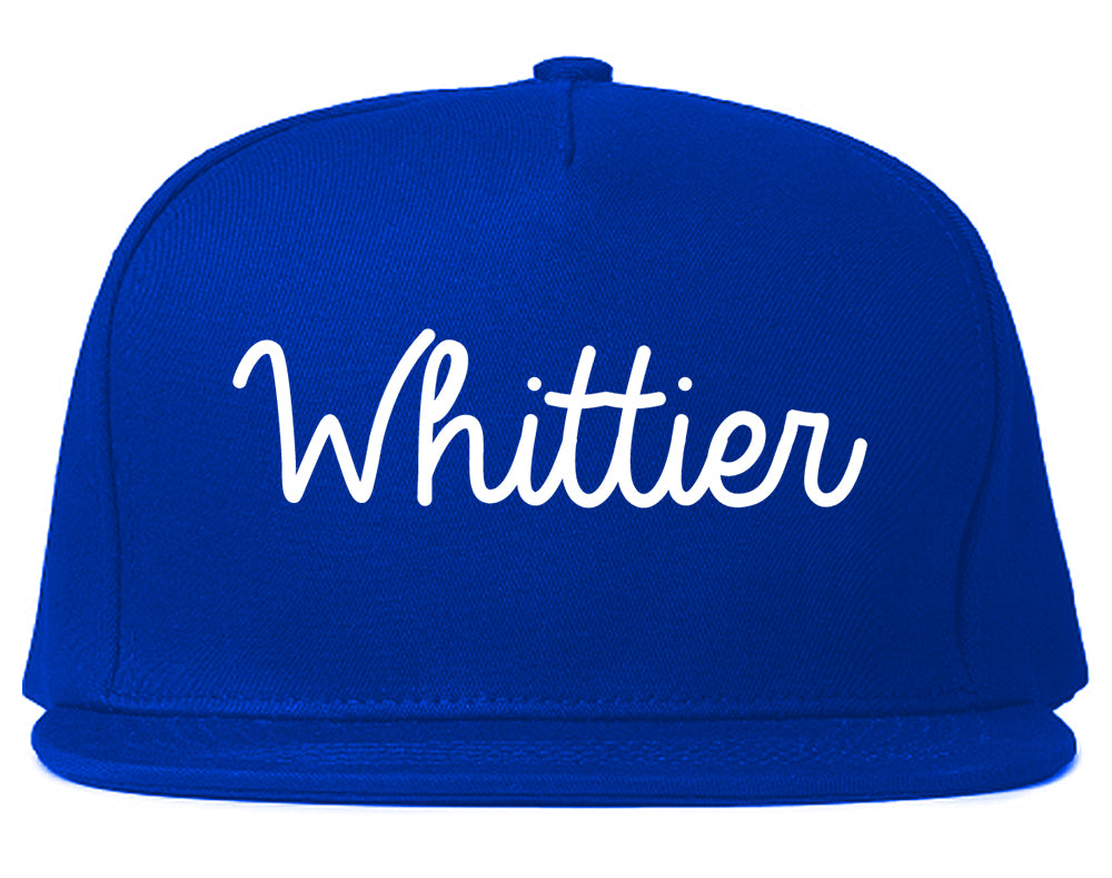 Whittier California CA Script Mens Snapback Hat Royal Blue