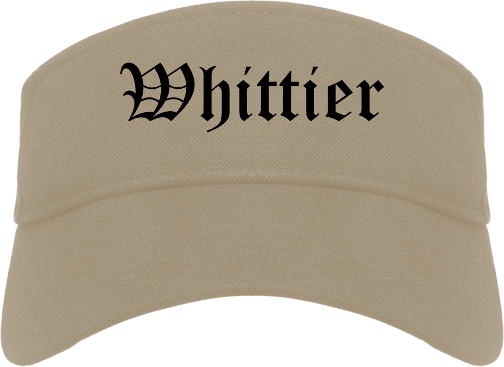 Whittier California CA Old English Mens Visor Cap Hat Khaki