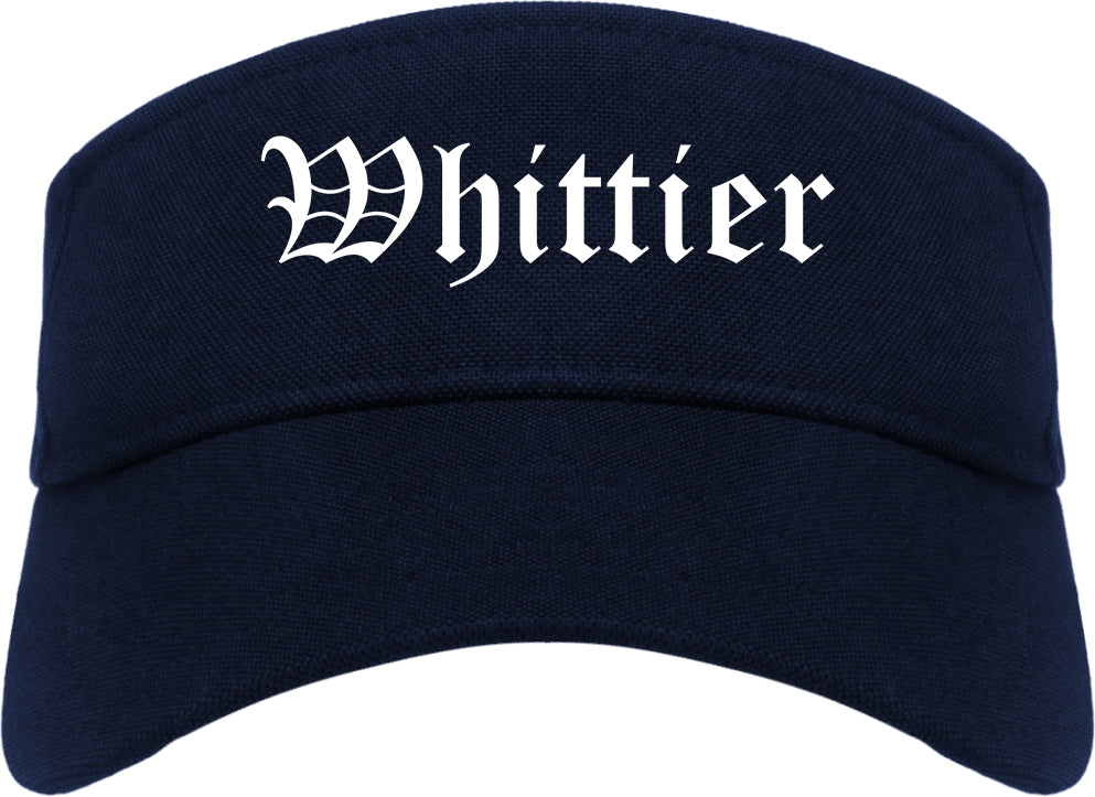 Whittier California CA Old English Mens Visor Cap Hat Navy Blue