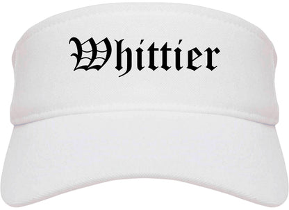 Whittier California CA Old English Mens Visor Cap Hat White
