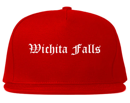 Wichita Falls Texas TX Old English Mens Snapback Hat Red