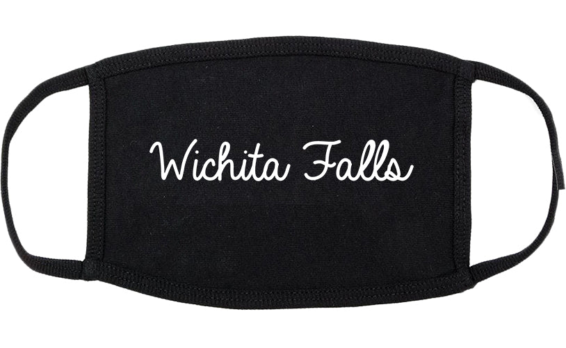 Wichita Falls Texas TX Script Cotton Face Mask Black