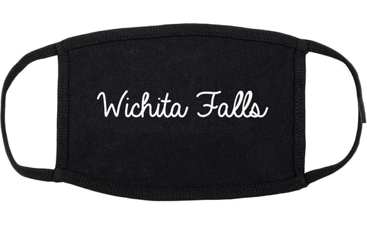 Wichita Falls Texas TX Script Cotton Face Mask Black