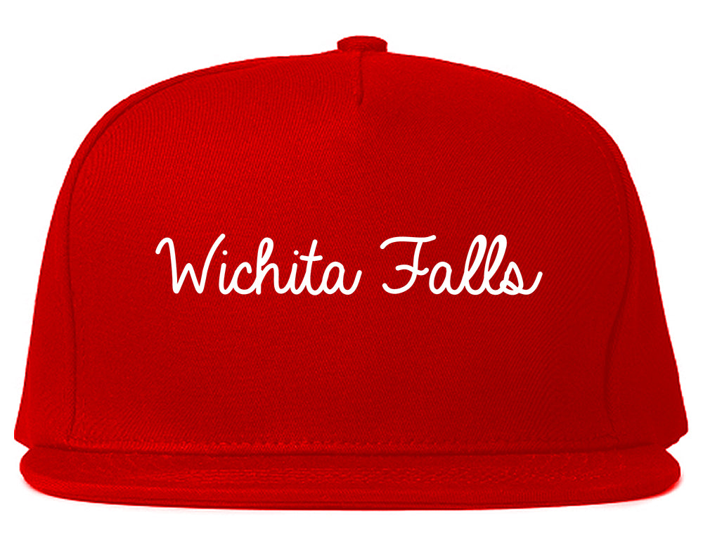 Wichita Falls Texas TX Script Mens Snapback Hat Red