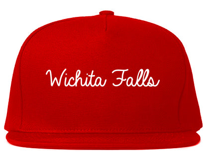 Wichita Falls Texas TX Script Mens Snapback Hat Red