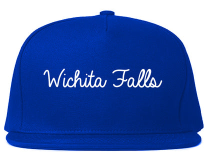 Wichita Falls Texas TX Script Mens Snapback Hat Royal Blue