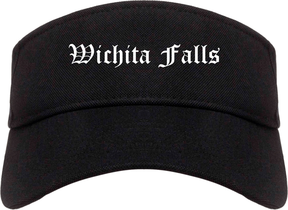 Wichita Falls Texas TX Old English Mens Visor Cap Hat Black