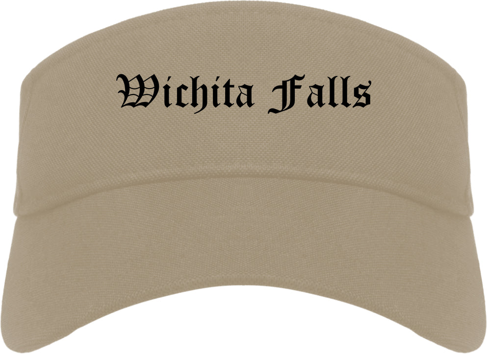 Wichita Falls Texas TX Old English Mens Visor Cap Hat Khaki