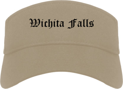 Wichita Falls Texas TX Old English Mens Visor Cap Hat Khaki