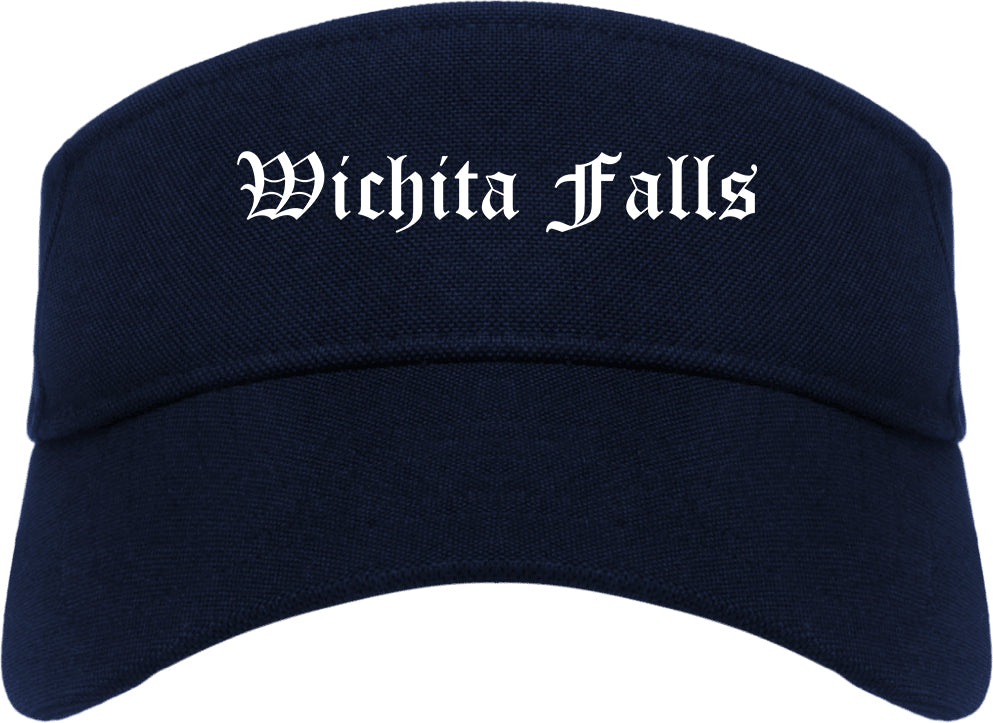 Wichita Falls Texas TX Old English Mens Visor Cap Hat Navy Blue