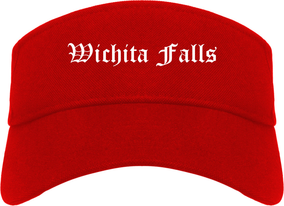 Wichita Falls Texas TX Old English Mens Visor Cap Hat Red