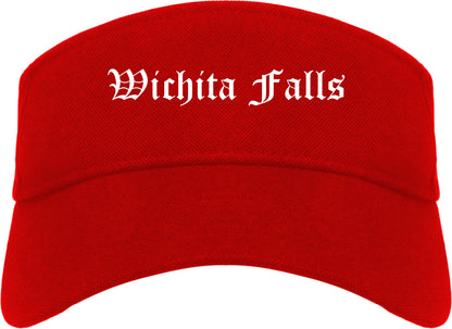 Wichita Falls Texas TX Old English Mens Visor Cap Hat Red