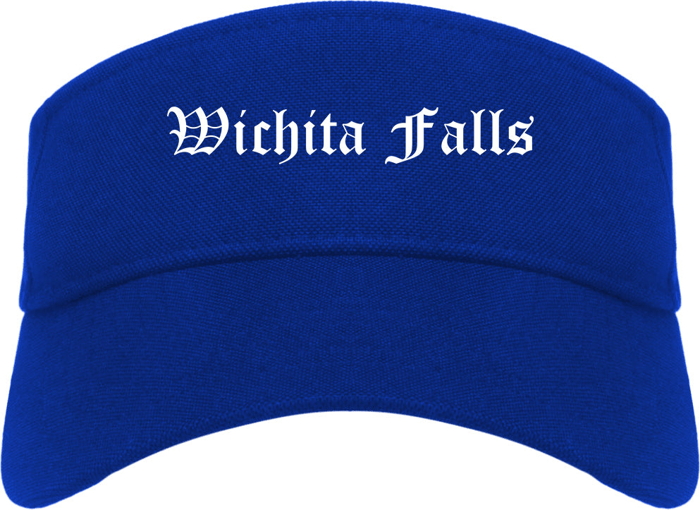 Wichita Falls Texas TX Old English Mens Visor Cap Hat Royal Blue