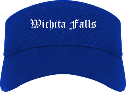 Wichita Falls Texas TX Old English Mens Visor Cap Hat Royal Blue