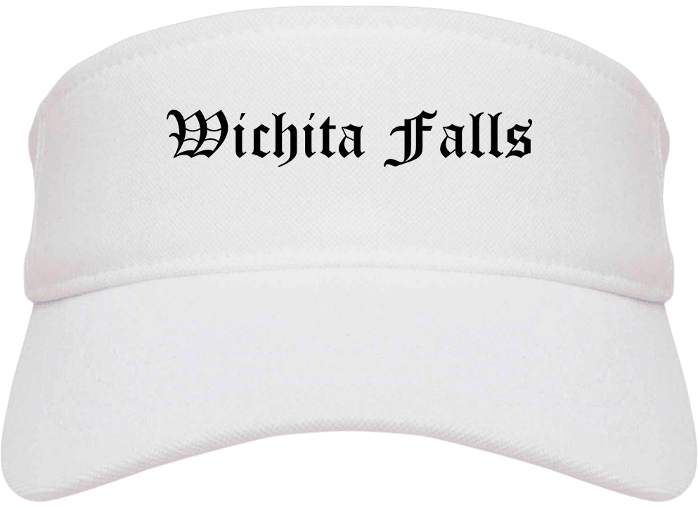 Wichita Falls Texas TX Old English Mens Visor Cap Hat White