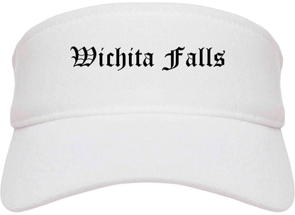 Wichita Falls Texas TX Old English Mens Visor Cap Hat White