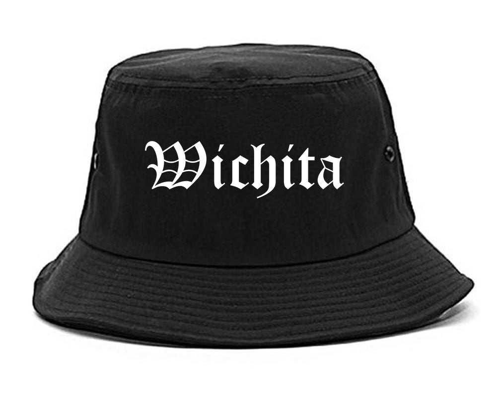 Wichita Kansas KS Old English Mens Bucket Hat Black