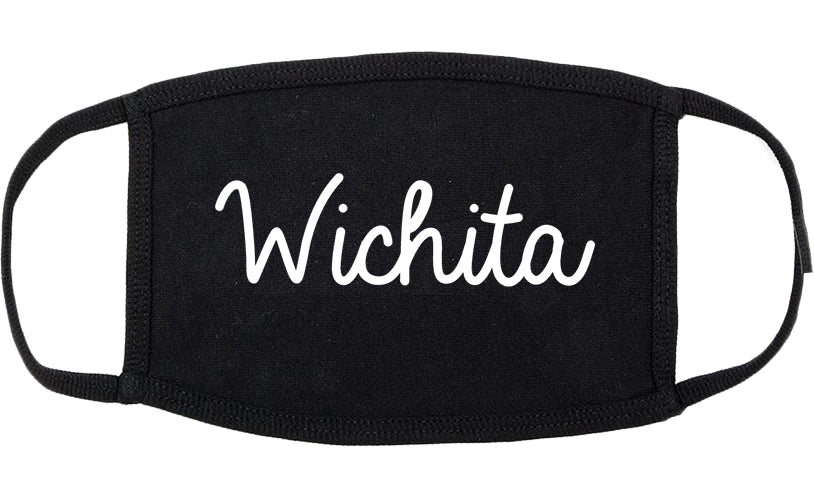 Wichita Kansas KS Script Cotton Face Mask Black