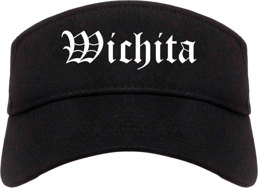 Wichita Kansas KS Old English Mens Visor Cap Hat Black