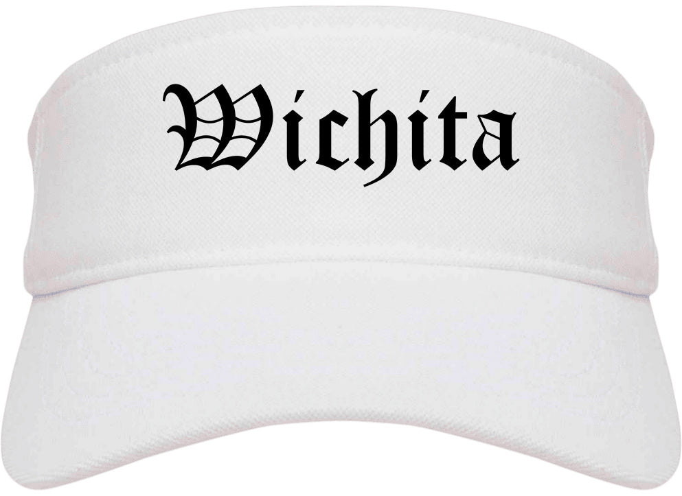 Wichita Kansas KS Old English Mens Visor Cap Hat White