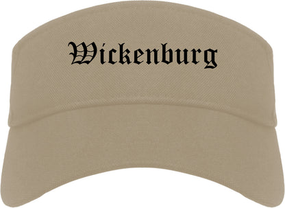 Wickenburg Arizona AZ Old English Mens Visor Cap Hat Khaki