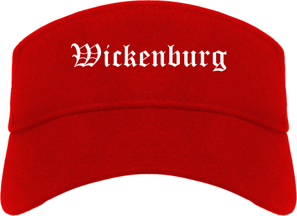 Wickenburg Arizona AZ Old English Mens Visor Cap Hat Red