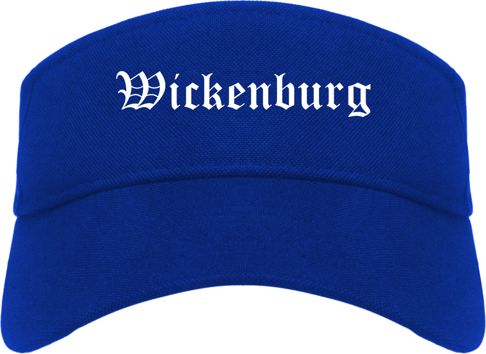 Wickenburg Arizona AZ Old English Mens Visor Cap Hat Royal Blue