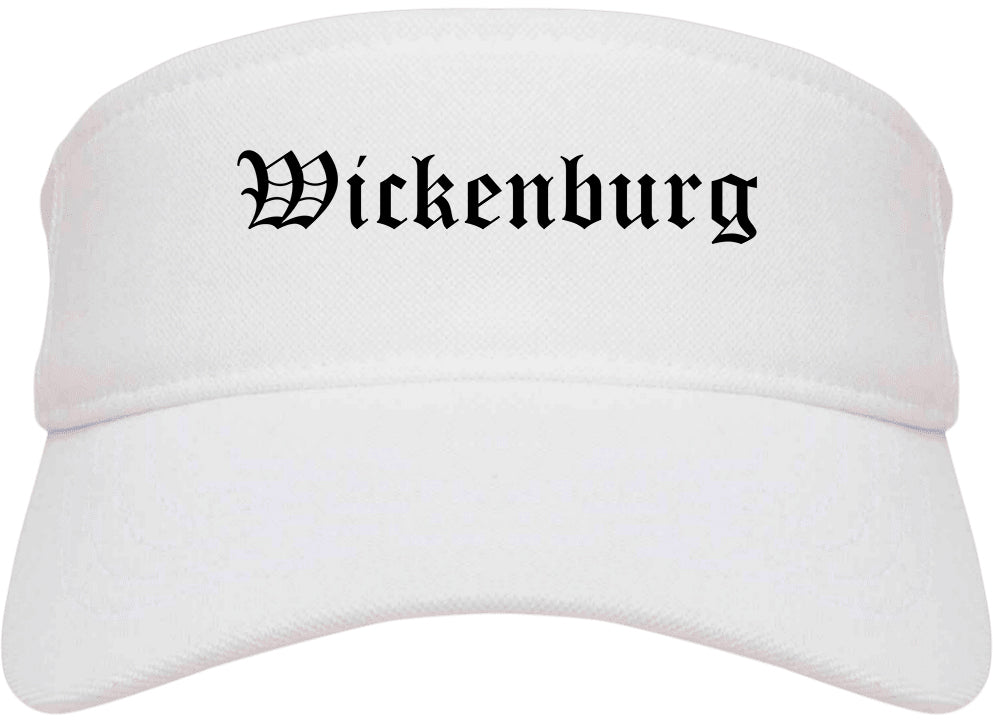 Wickenburg Arizona AZ Old English Mens Visor Cap Hat White