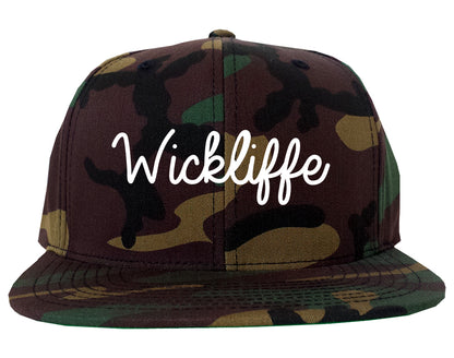Wickliffe Ohio OH Script Mens Snapback Hat Army Camo