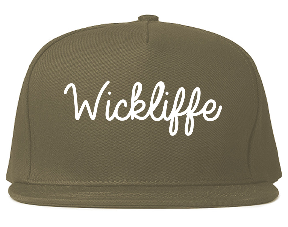 Wickliffe Ohio OH Script Mens Snapback Hat Grey