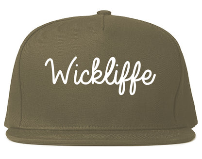 Wickliffe Ohio OH Script Mens Snapback Hat Grey