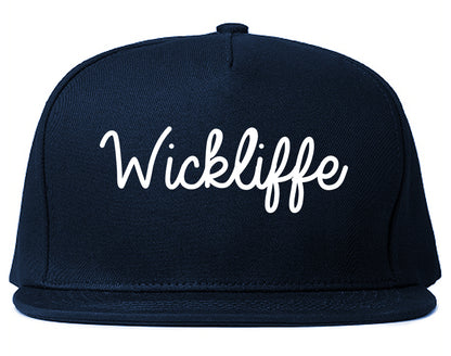 Wickliffe Ohio OH Script Mens Snapback Hat Navy Blue