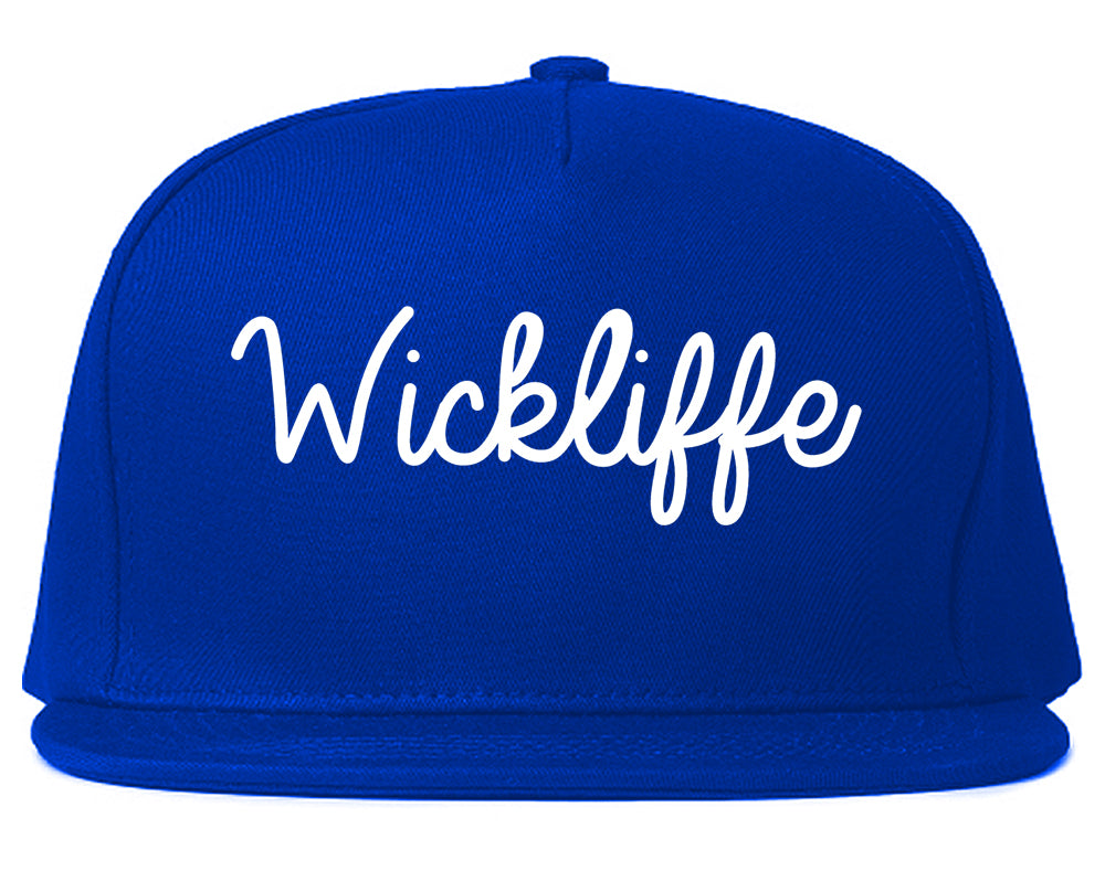 Wickliffe Ohio OH Script Mens Snapback Hat Royal Blue
