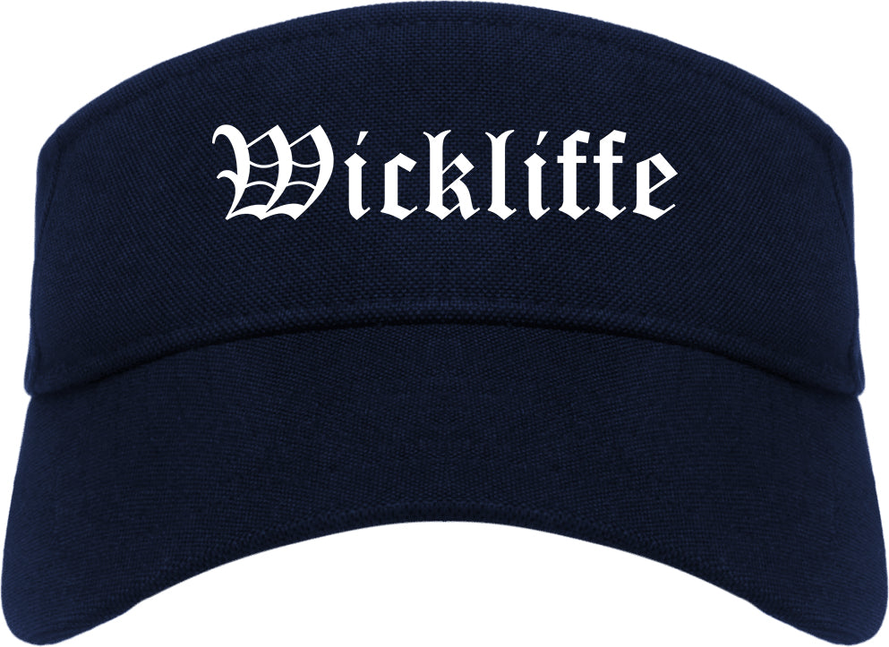 Wickliffe Ohio OH Old English Mens Visor Cap Hat Navy Blue