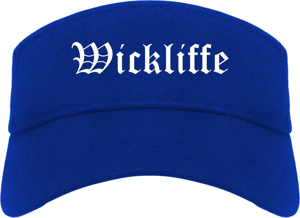 Wickliffe Ohio OH Old English Mens Visor Cap Hat Royal Blue