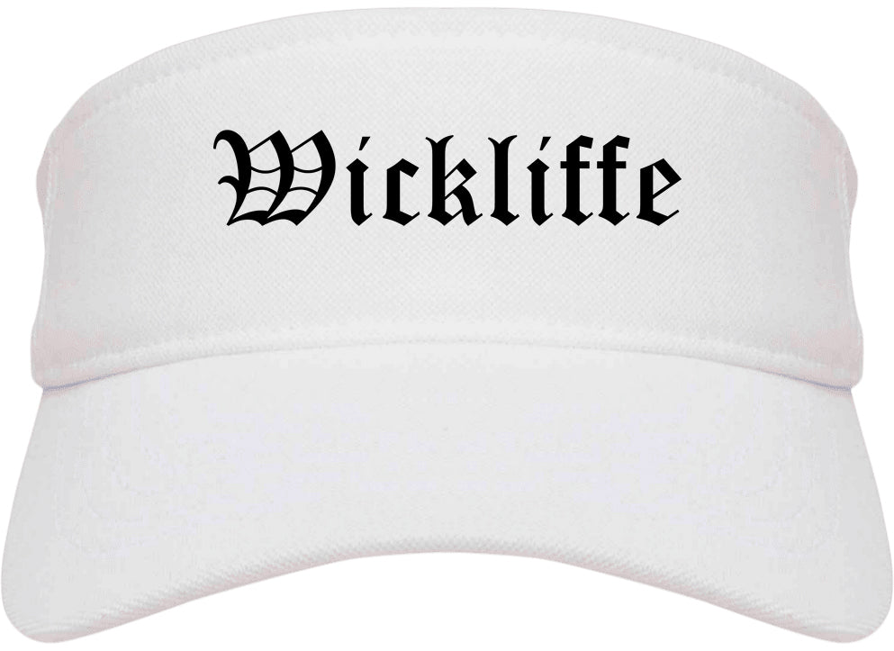 Wickliffe Ohio OH Old English Mens Visor Cap Hat White