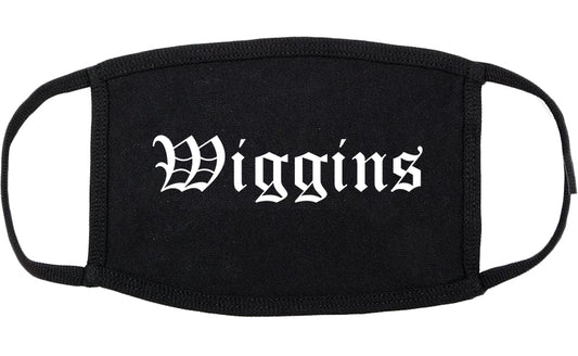 Wiggins Mississippi MS Old English Cotton Face Mask Black