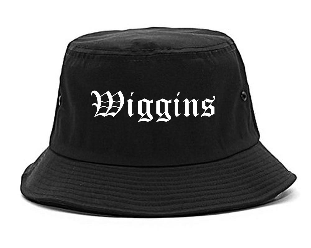 Wiggins Mississippi MS Old English Mens Bucket Hat Black