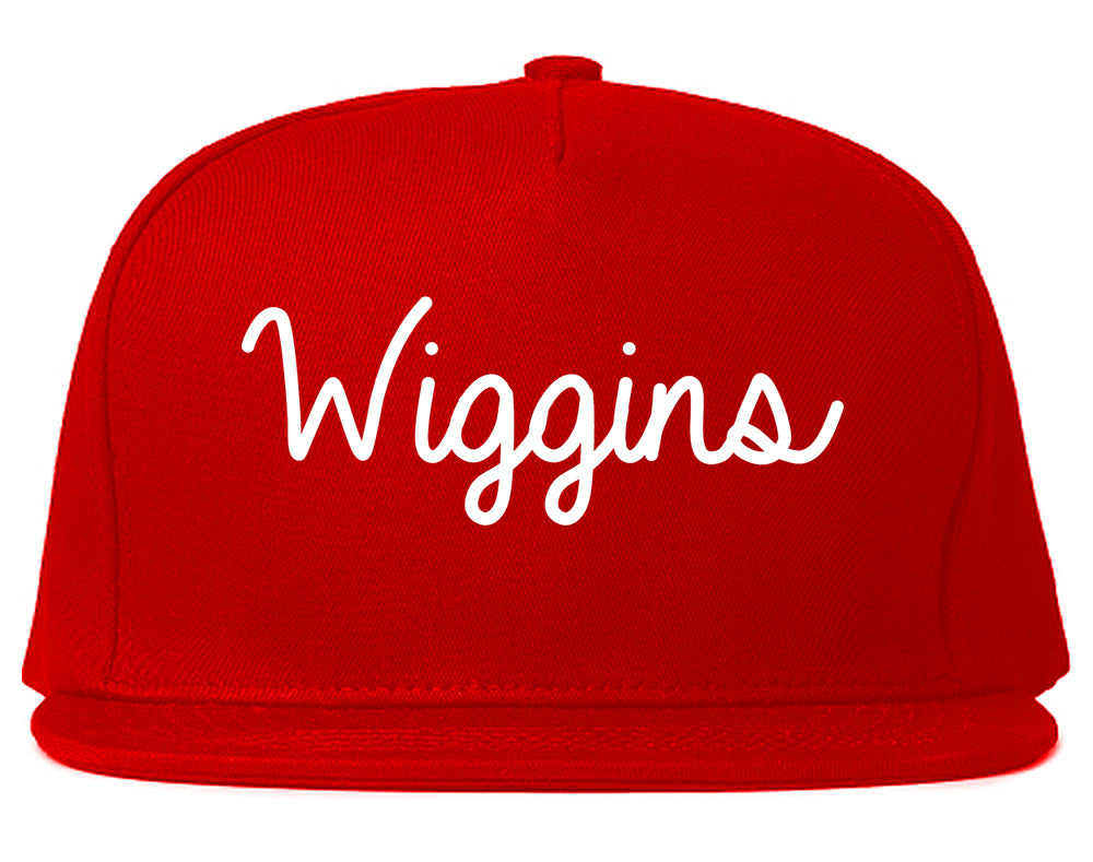 Wiggins Mississippi MS Script Mens Snapback Hat Red