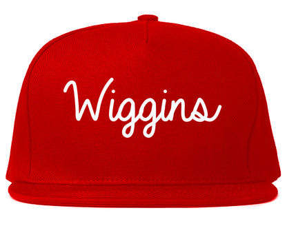 Wiggins Mississippi MS Script Mens Snapback Hat Red